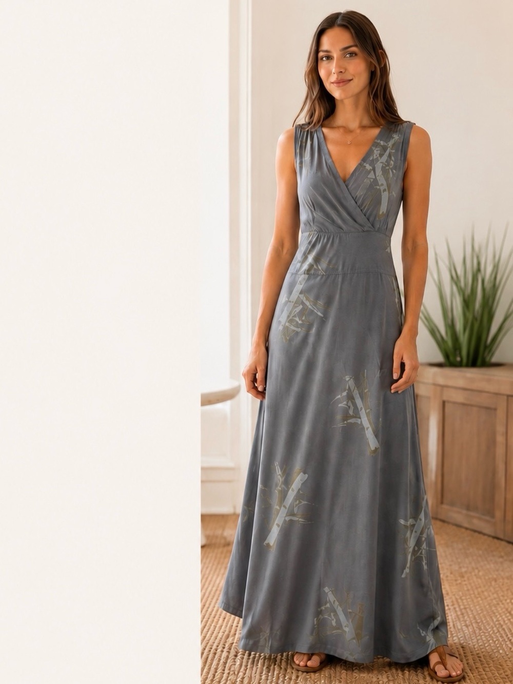Orchid Lane Bamboo Print Maxi Dress Handmade in Indonesia
